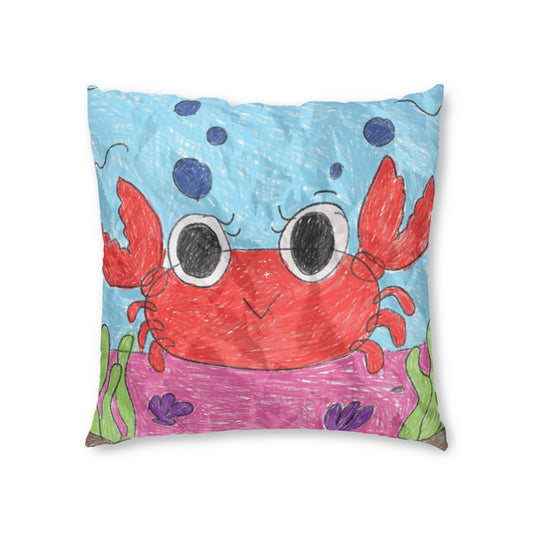 Lobster Crab Graphic Sea Lovers Tufted Floor Pillow, Square