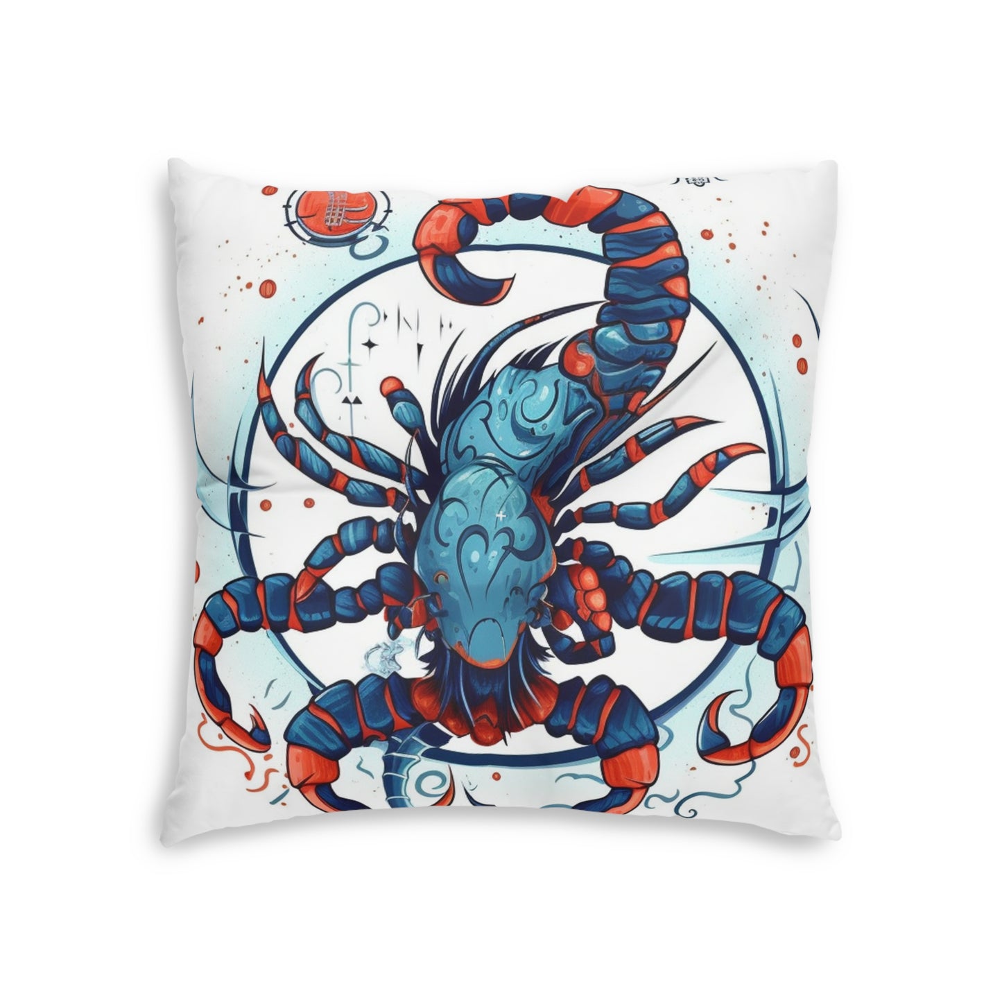 Cute Scorpio Zodiac Sign - Big Claws, Long Tail Cosmic Astrology Symbol - Tufted Floor Pillow, Square