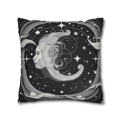 Aquarius Sign Spun Polyester Square Pillow Case, Double Sided Print