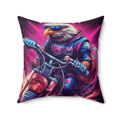 Biker USA American Eagle Motorcycle Graphic Spun Polyester Square Pillow