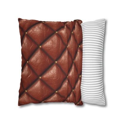 Brown Leather Cognac Pattern Rugged Durable Design Style - Spun Polyester Square Pillow Case