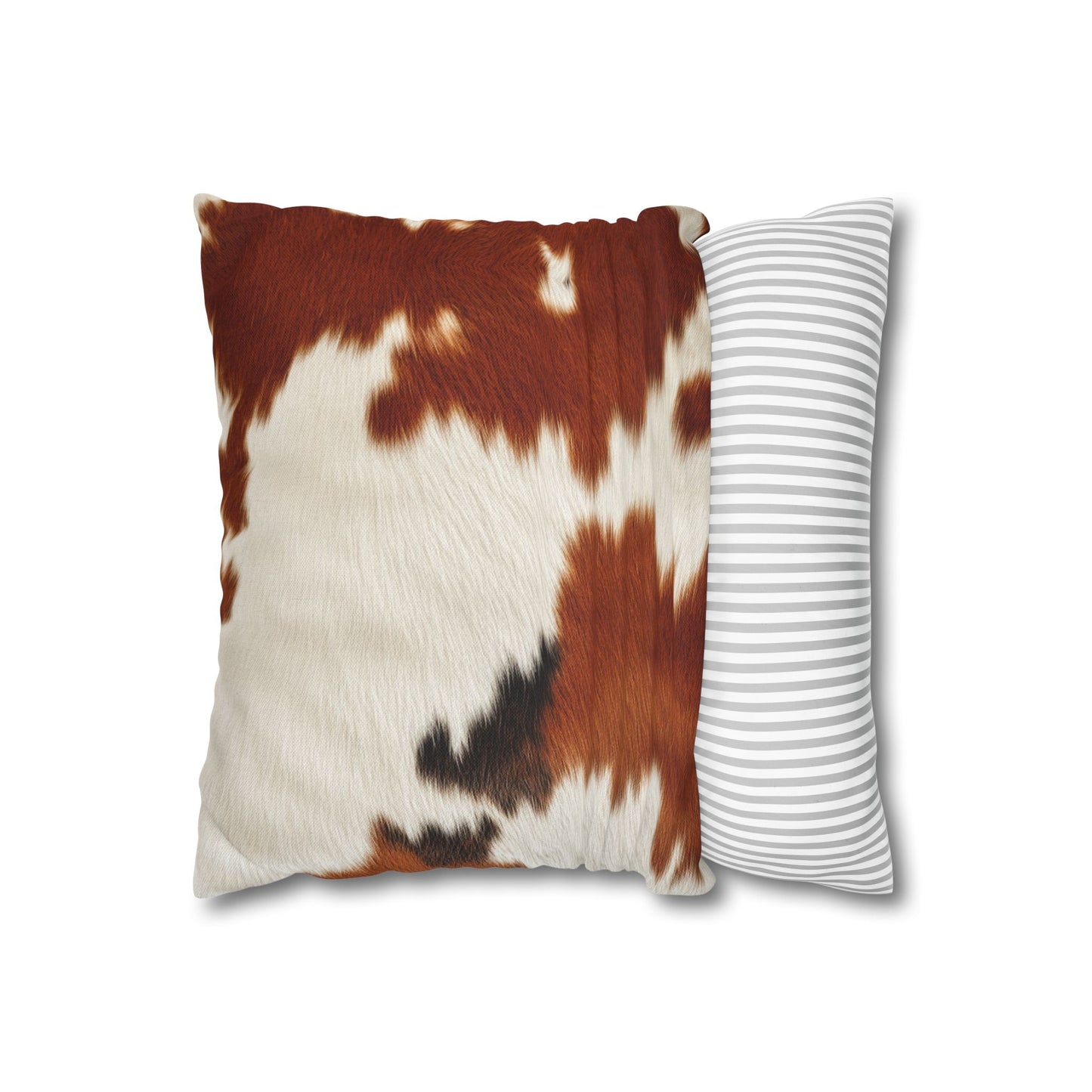 Hair Cowhide Leather Natural Design Tough Durable Rugged Style - Spun Polyester Square Pillow Case