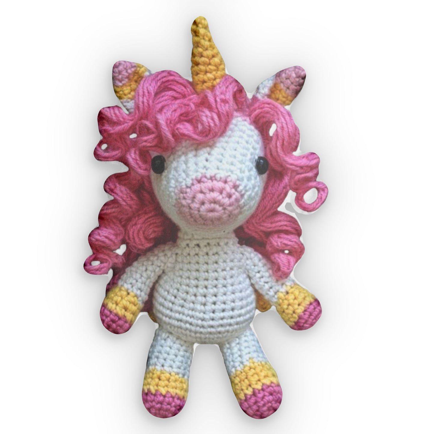 Unicorn Pink Hooked, Fantasy Plush Gift - Shaped Pillow