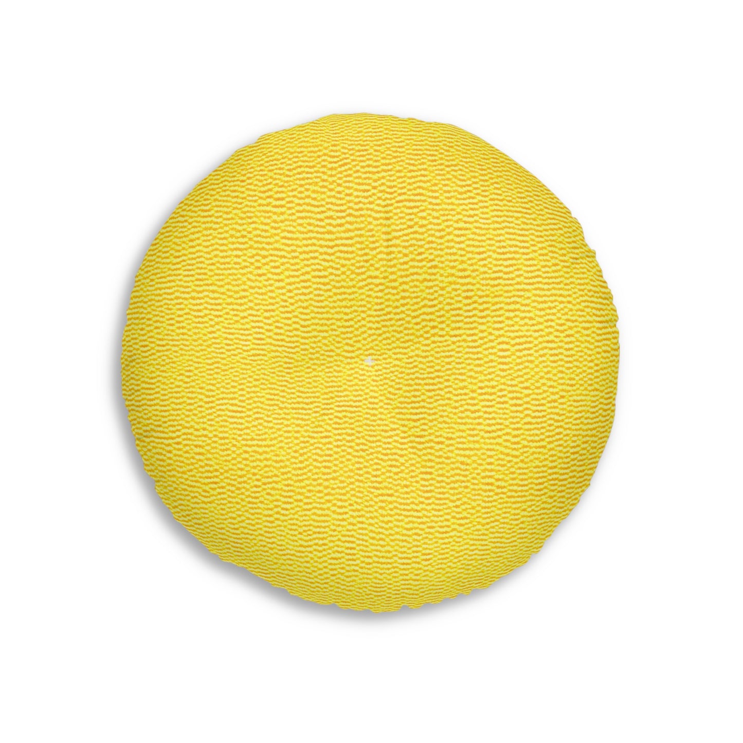 Sunshine Yellow Lemon: Denim-Inspired, Cheerful Fabric - Tufted Floor Pillow, Round