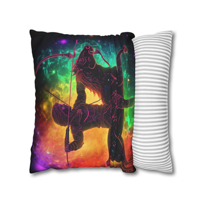 Colorful Sagittarius Zodiac Sign - Star Universe Theme - Spun Polyester Square Pillow Case