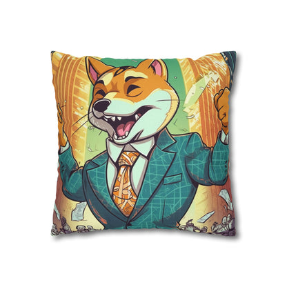 Synthwave Shiba Inu NYSE Collector's Gear: Spun Polyester Square Pillow Case