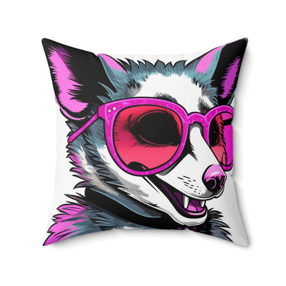 Enthusiastic Opossum Graphic Spun Polyester Square Pillow