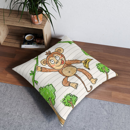 Graphic Monkey - Fun Zoo Clothing for Ape Lovers Tufted Floor Pillow, Square