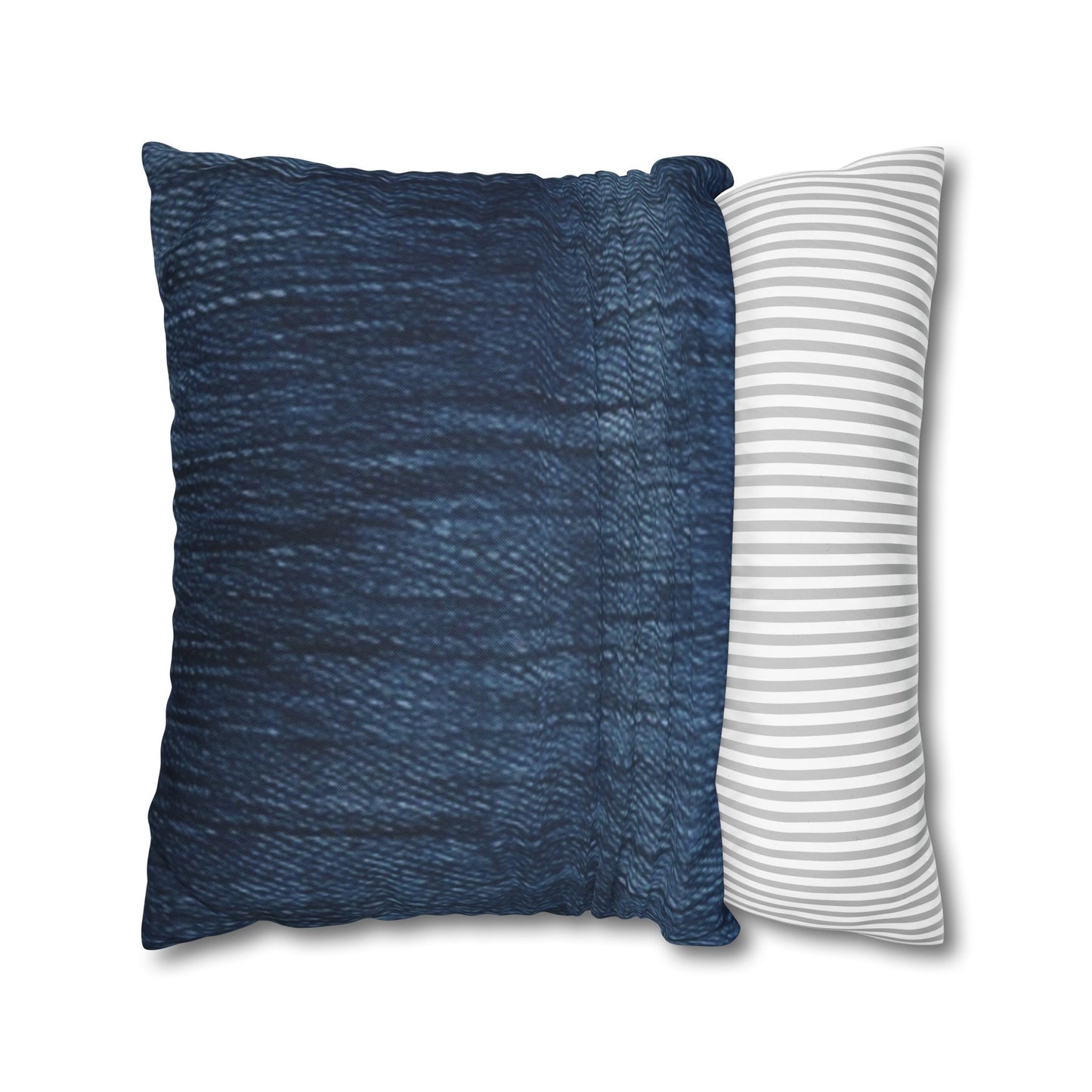 Indigo Splash: Washed Denim Reverie in Deep Blue - Spun Polyester Square Pillow Case