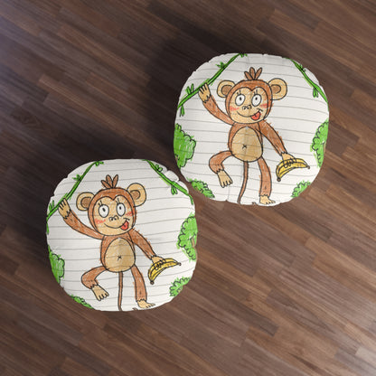 Graphic Monkey - Fun Zoo Clothing for Ape Lovers Tufted Floor Pillow, Round