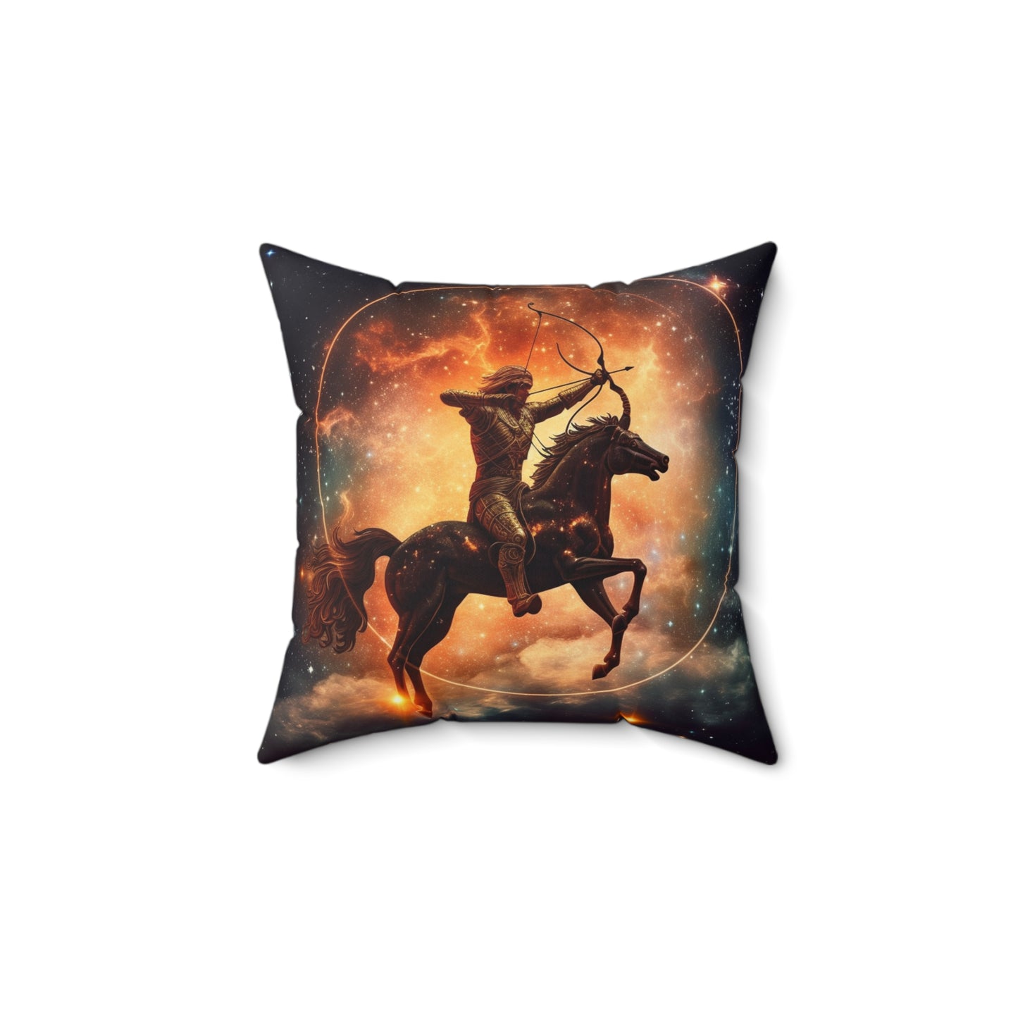 Sagittarius Constellation Totem - Archer in Action Zodiac Symbol - Spun Polyester Square Pillow