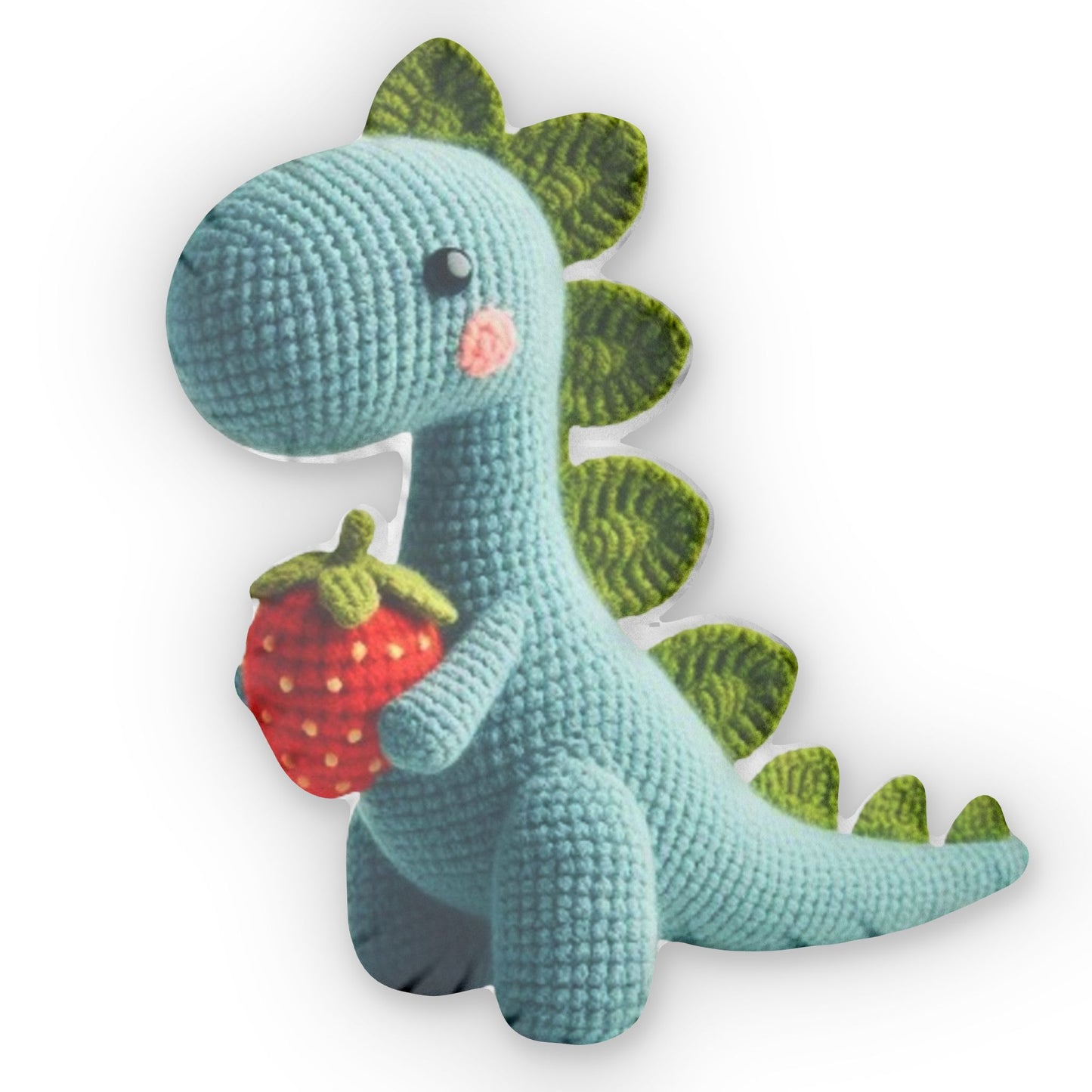 Strawberry Dinosaur Amigurumi, Japanese Style Crochet, Plush Gift, Shaped Pillow