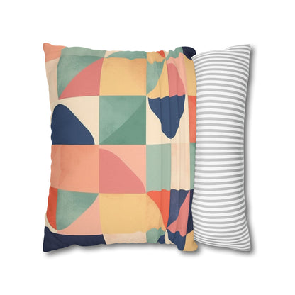 Minimalist Geometric Shapes - Pastel Decor Design Spun Polyester Square Pillow Case