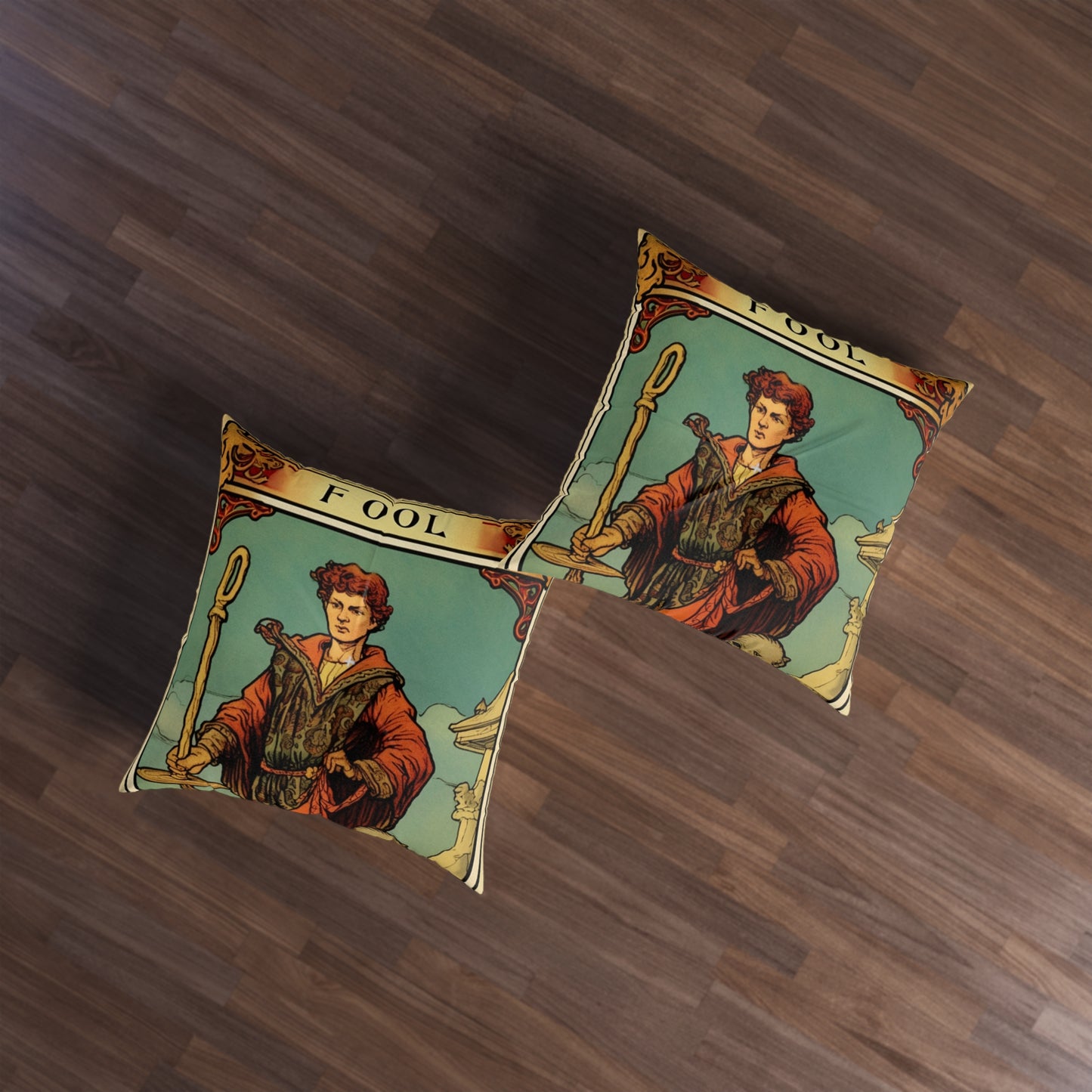 Mystical Tarot - Artistic Depiction of The Fool Card - Tufted Floor Pillow, Square