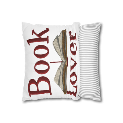 Open Book Embroidery Art: Book Lover Text for Avid Readers - Spun Polyester Square Pillow Case