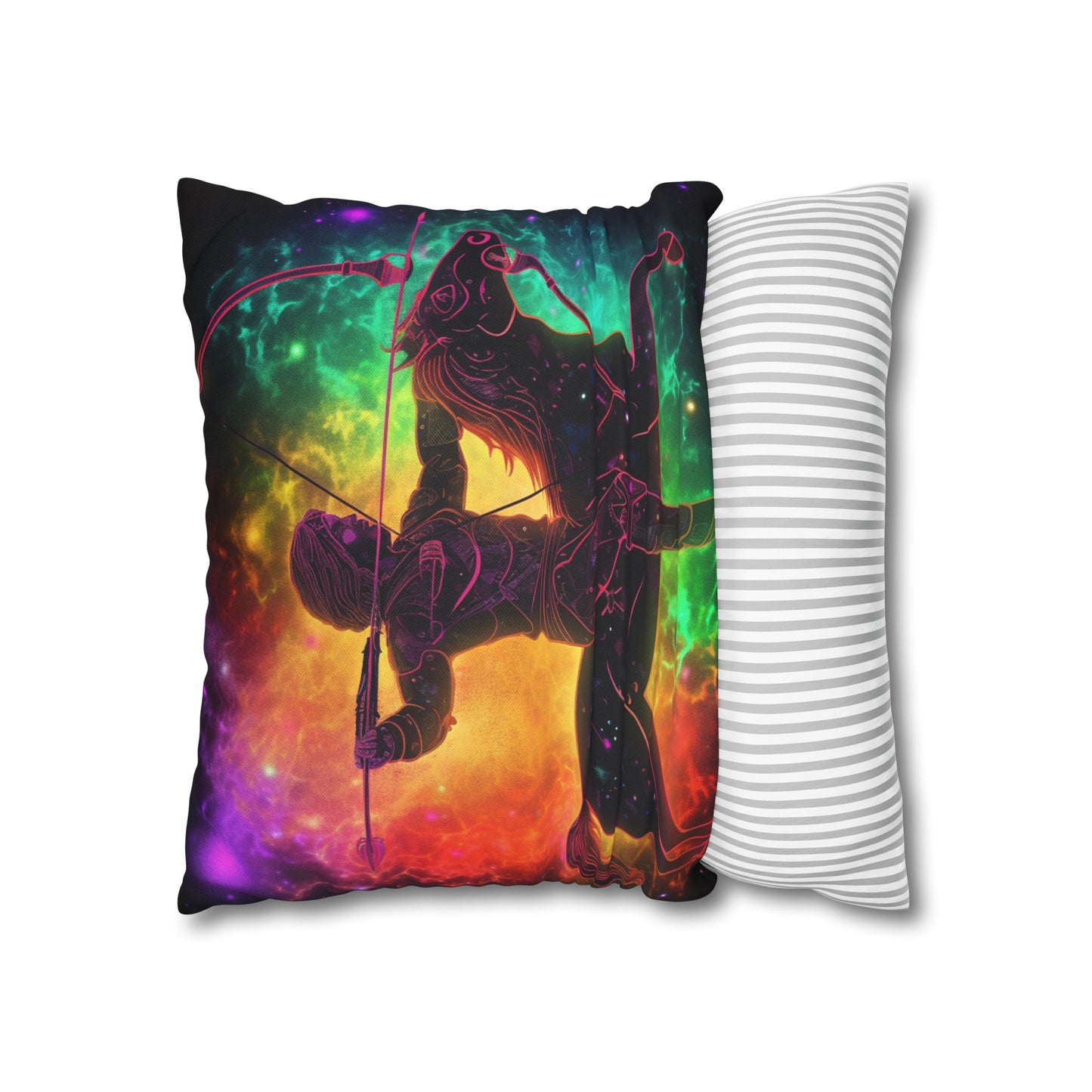 Colorful Sagittarius Zodiac Sign - Star Universe Theme - Spun Polyester Square Pillow Case