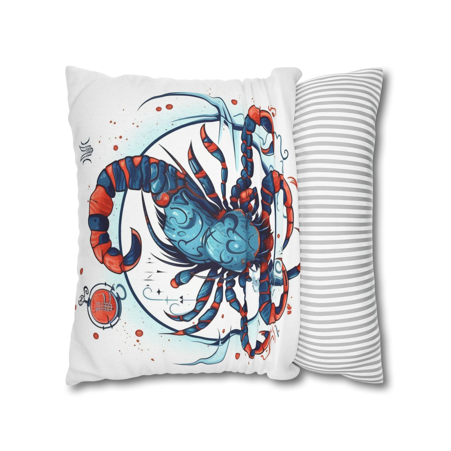 Cute Scorpio Zodiac Sign - Big Claws, Long Tail Cosmic Astrology Symbol - Spun Polyester Square Pillow Case