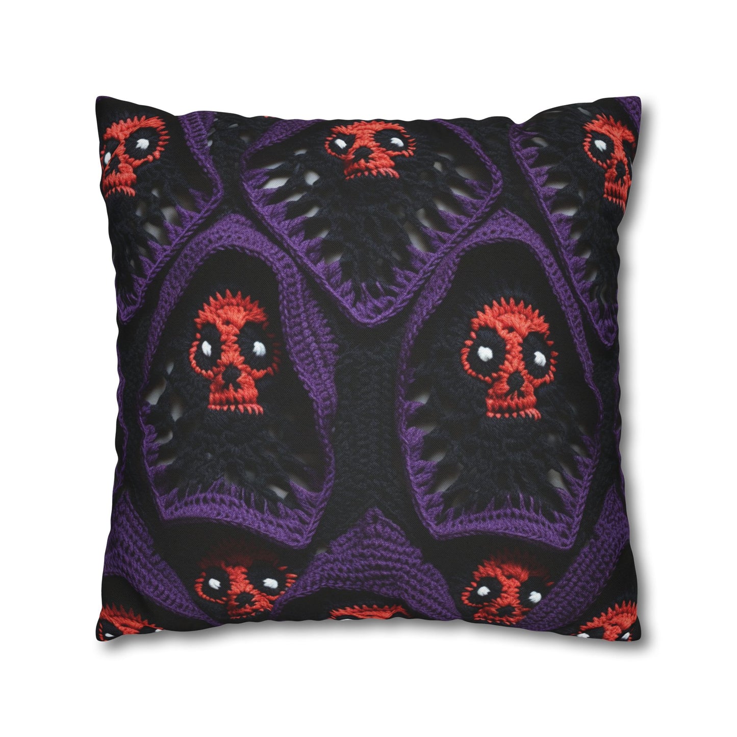 Grim Reaper Crochet Halloween Fright Scare Ghoul Fantasy Horror - Spun Polyester Square Pillow Case