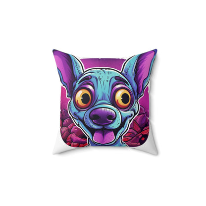 Classic Alien Dog Space Cartoon Style with a Retro Twist Spun Polyester Square Pillow