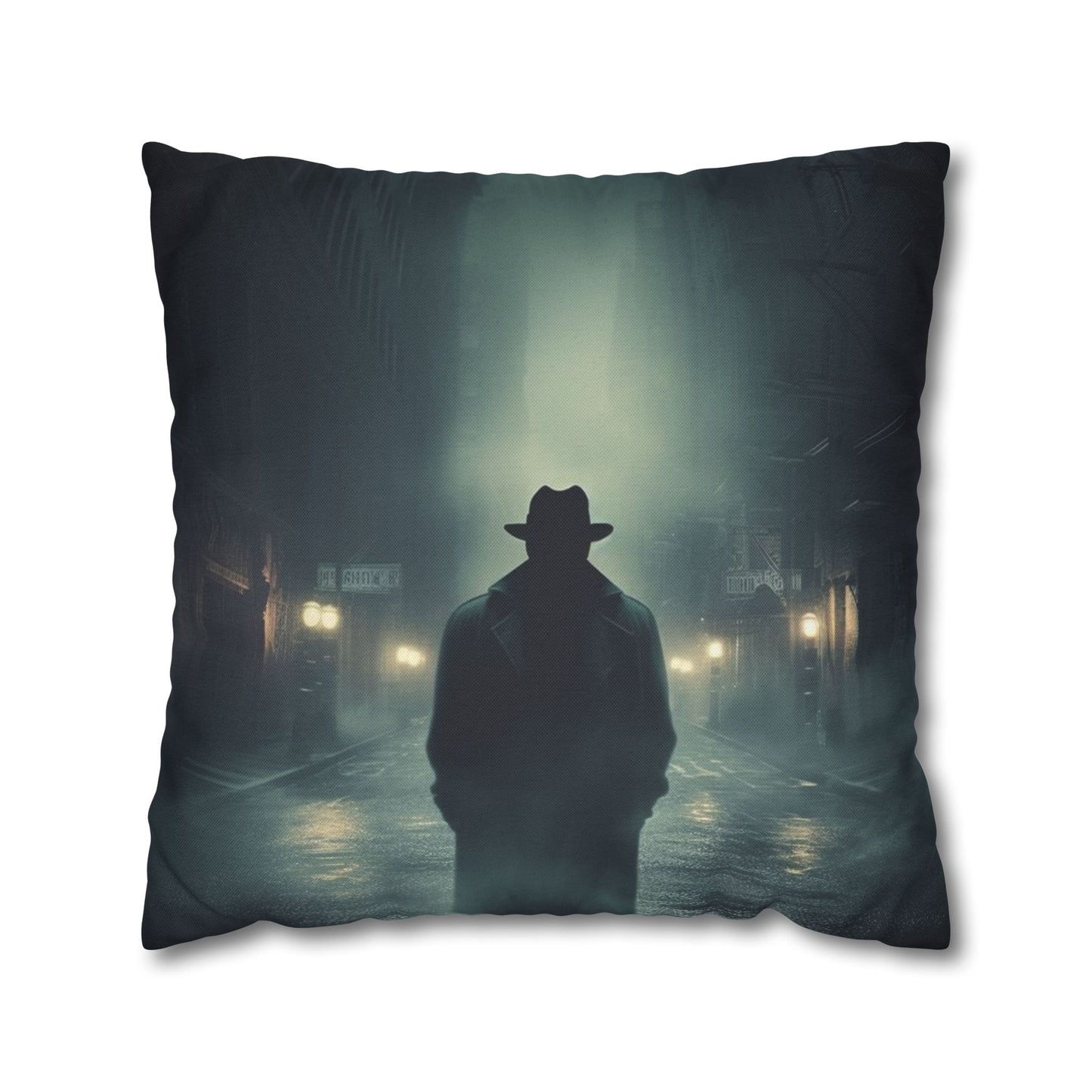 Mystery Detective Alley - Noir Book Cover Artwork Spun Polyester Square Pillow Case