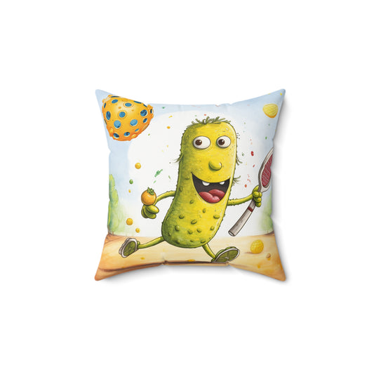 Pickleball Play: Pickle Sport Action Game, Fast Dink Ball - Spun Polyester Square Pillow