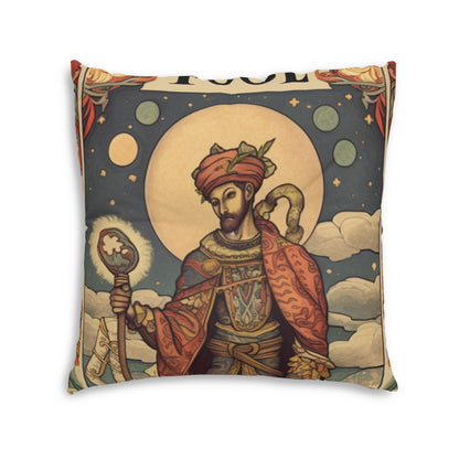 Expressive Tarot - 'The Fool' Card Artistic Reading Symbol - Tufted Floor Pillow, Square