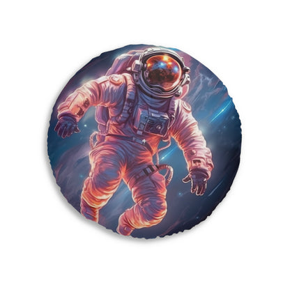 Astronaut Outer Space - Galaxy Starfield Art - Tufted Floor Pillow, Round