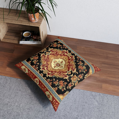 Tufted Floor Pillow, Oriental-Inspired Design, Polyester & Stitching