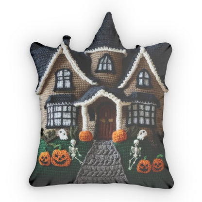 Haunted Mansion Halloween, Spooky Haunted House, Scary Gift, Plush Shaped Pillow