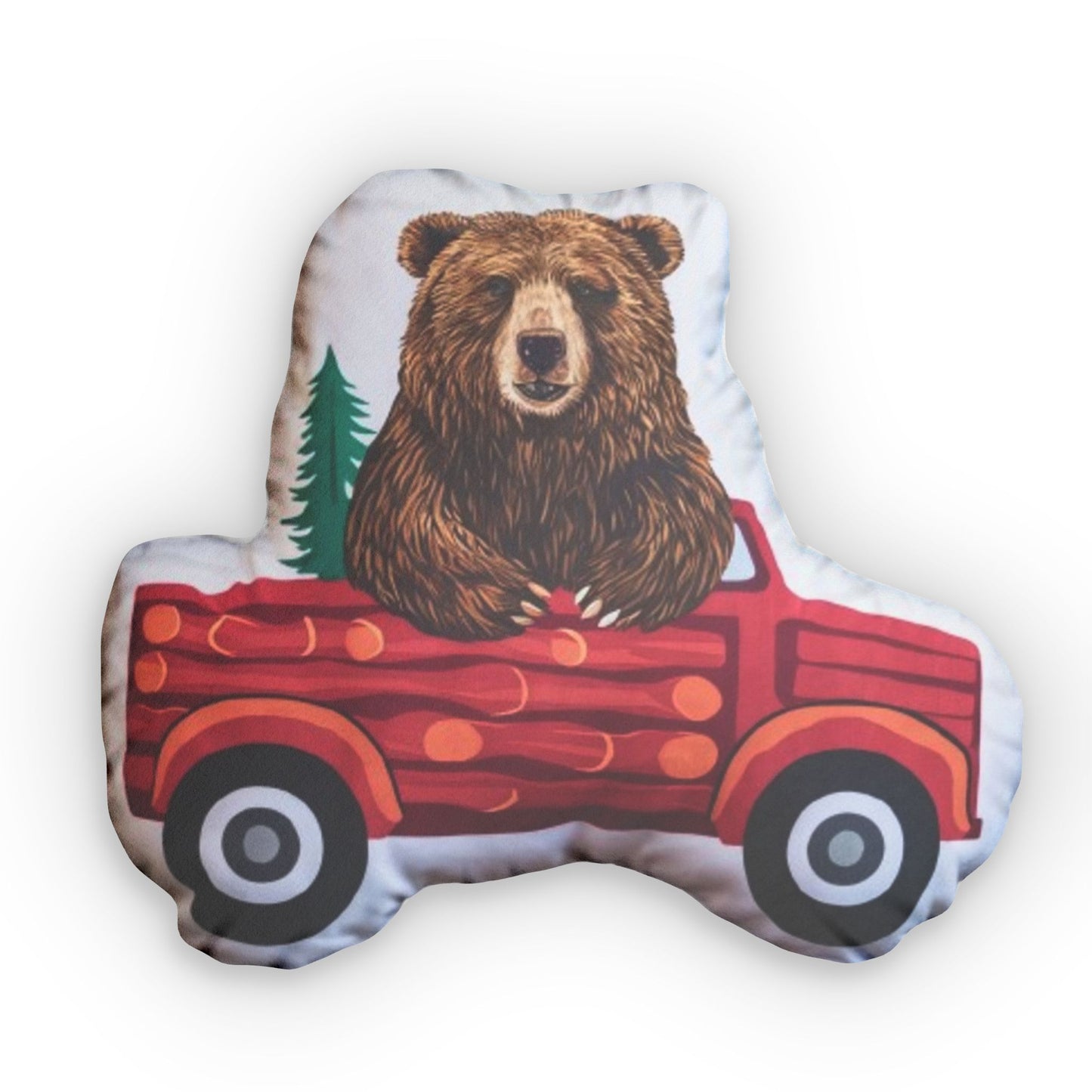 Bear Driving Plush Woodland Forest Shaped Pillow