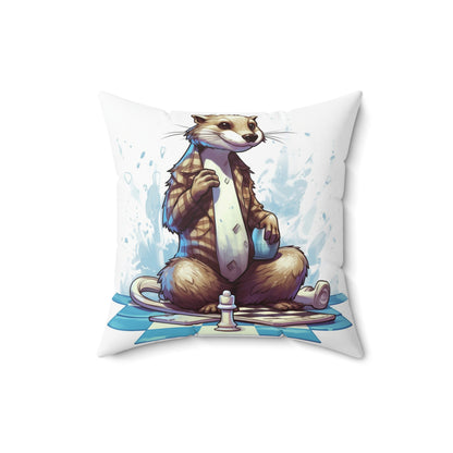 Otter Chess Game Grand Master Player Graphic Spun Polyester Square Pillow