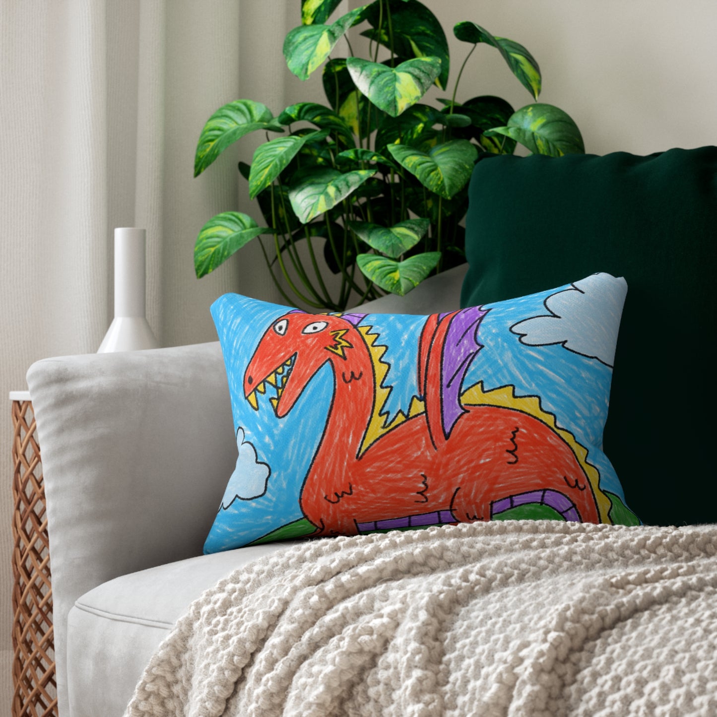 Fierce Dragon Medieval Spun Polyester Lumbar Pillow