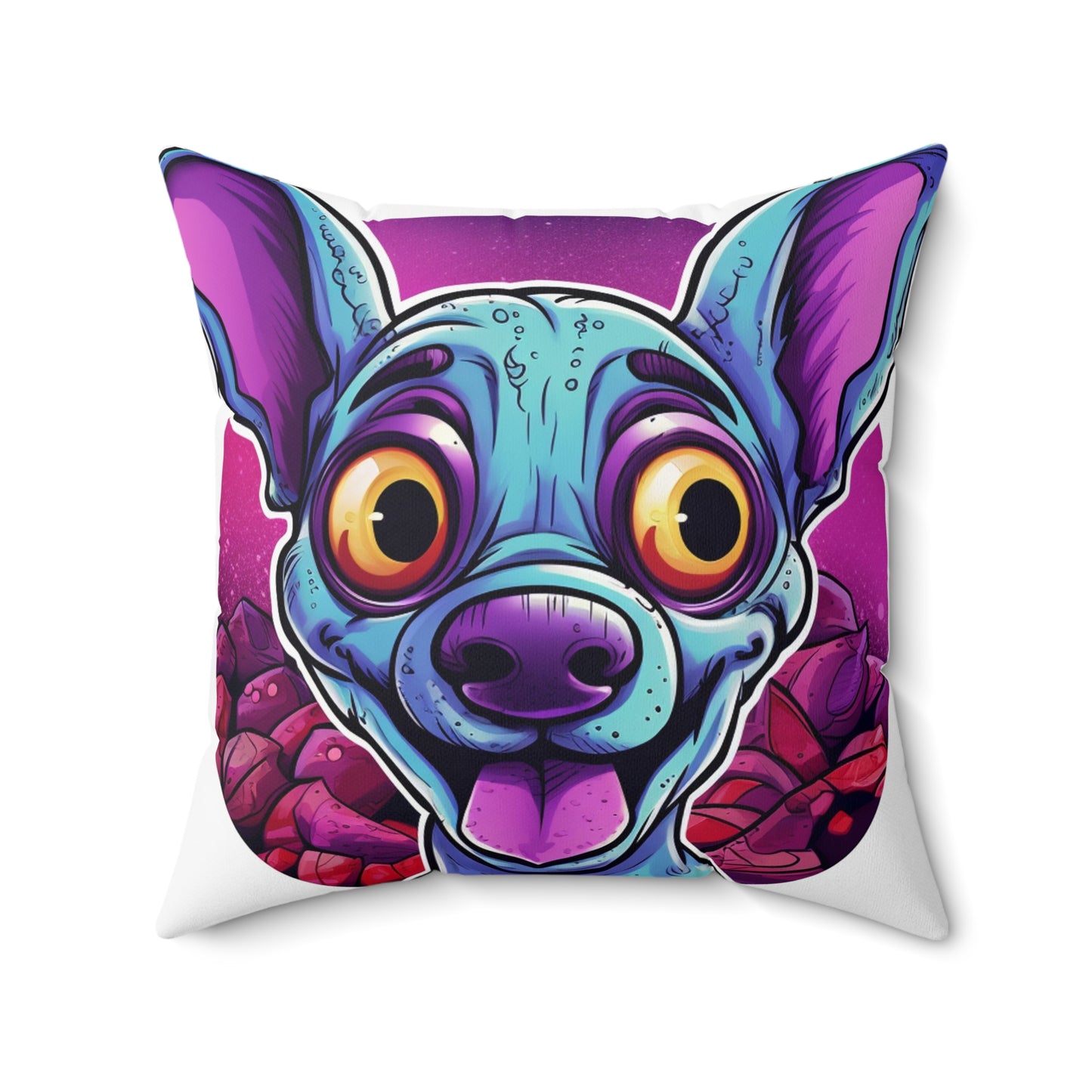 Classic Alien Dog Space Cartoon Style with a Retro Twist Spun Polyester Square Pillow