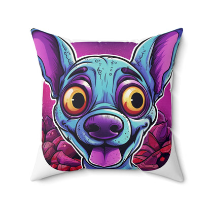 Classic Alien Dog Space Cartoon Style with a Retro Twist Spun Polyester Square Pillow