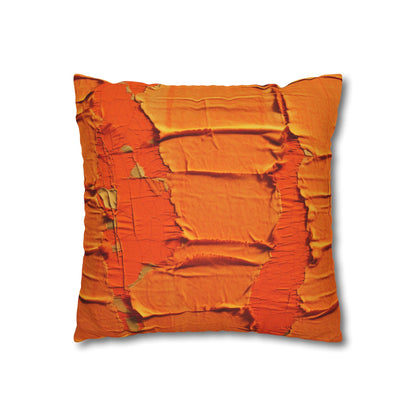 Fiery Citrus Orange: Edgy Distressed, Denim-Inspired Fabric - Spun Polyester Square Pillow Case