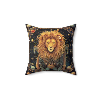 Astrological Leo Sign - Vibrant Cosmic Zodiac Astrology - Spun Polyester Square Pillow