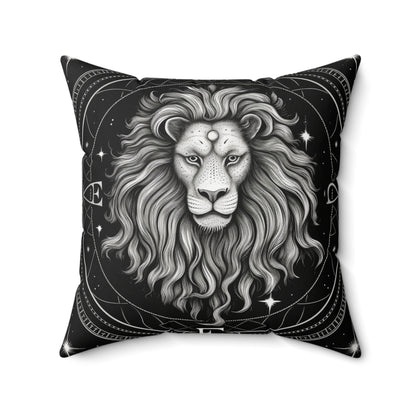 Leo Zodiac, Lion Symbol Design, Fire Element, Spun Polyester Square Pillow