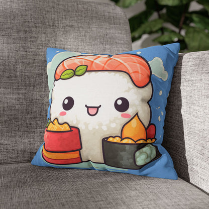 Anime Sushi - Japanese Cute kawaii - Otaku Gift - Spun Polyester Square Pillow Case