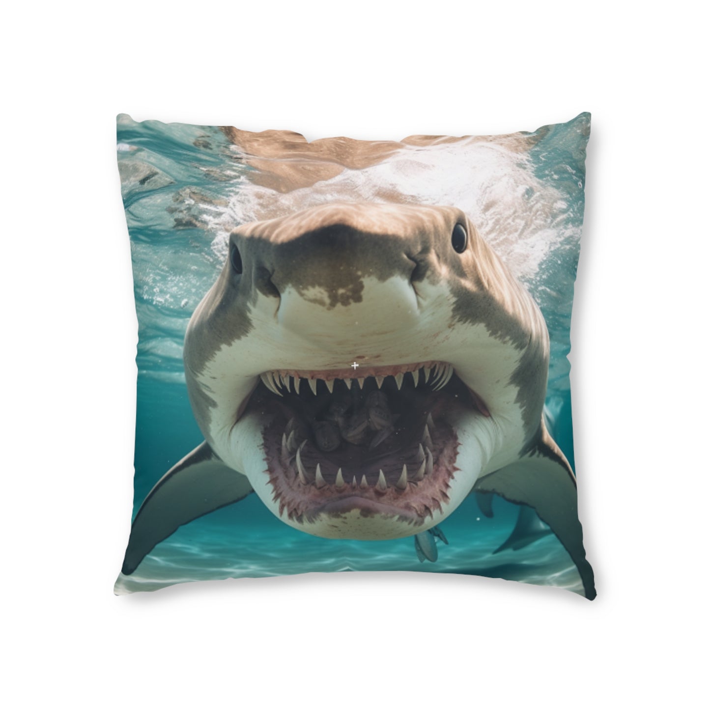 Bull Shark: River Monster Menace - Realistic Dark Water Predator - Tufted Floor Pillow, Square