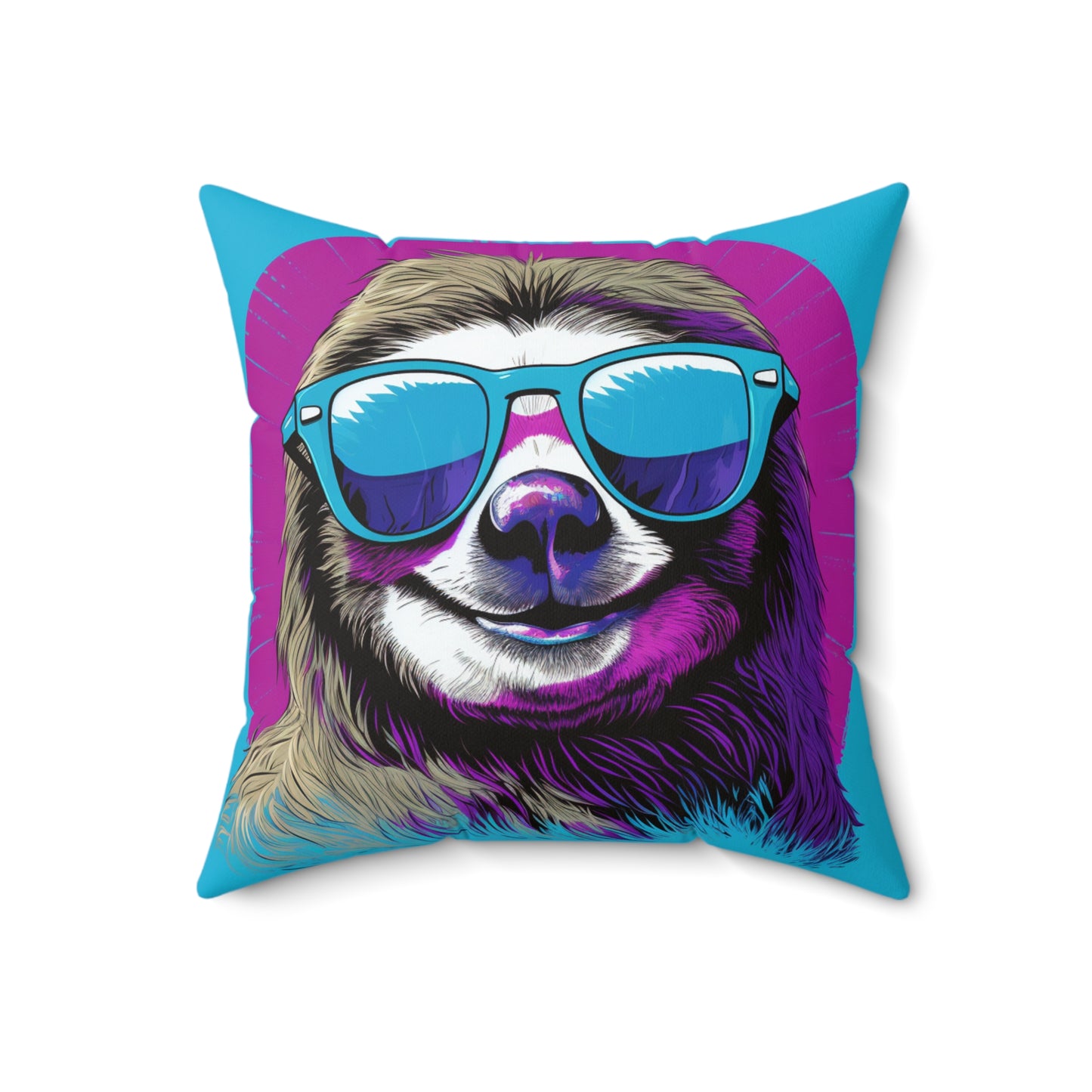 Galactic Sloth Retro-Inspired Animal Spun Polyester Square Pillow