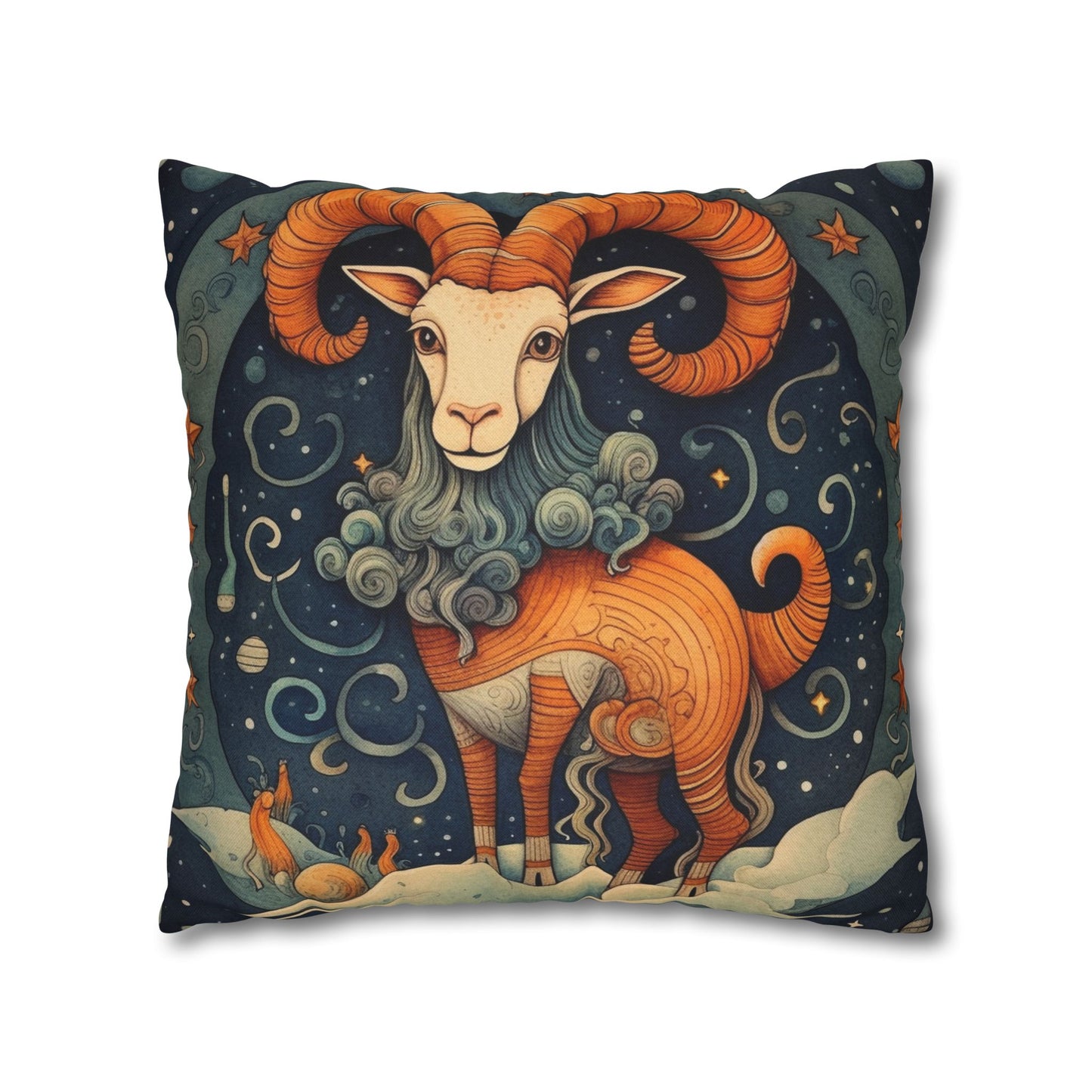 Capricorn Zodiac Children's Book Style Humorous Design - Spun Polyester Square Pillow Case