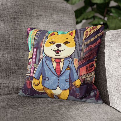 Shiba Inu Business Dog Pillow Case Crypto Fan Favorite, Polyester