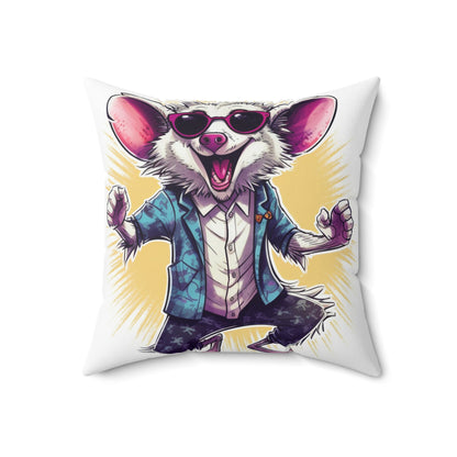 Joyous Opossum Cartoon Anime Design Spun Polyester Square Pillow