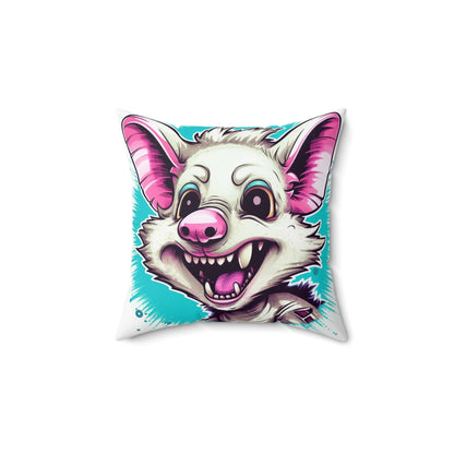 Animated Opossum Retro Anime Fun Graphic Spun Polyester Square Pillow