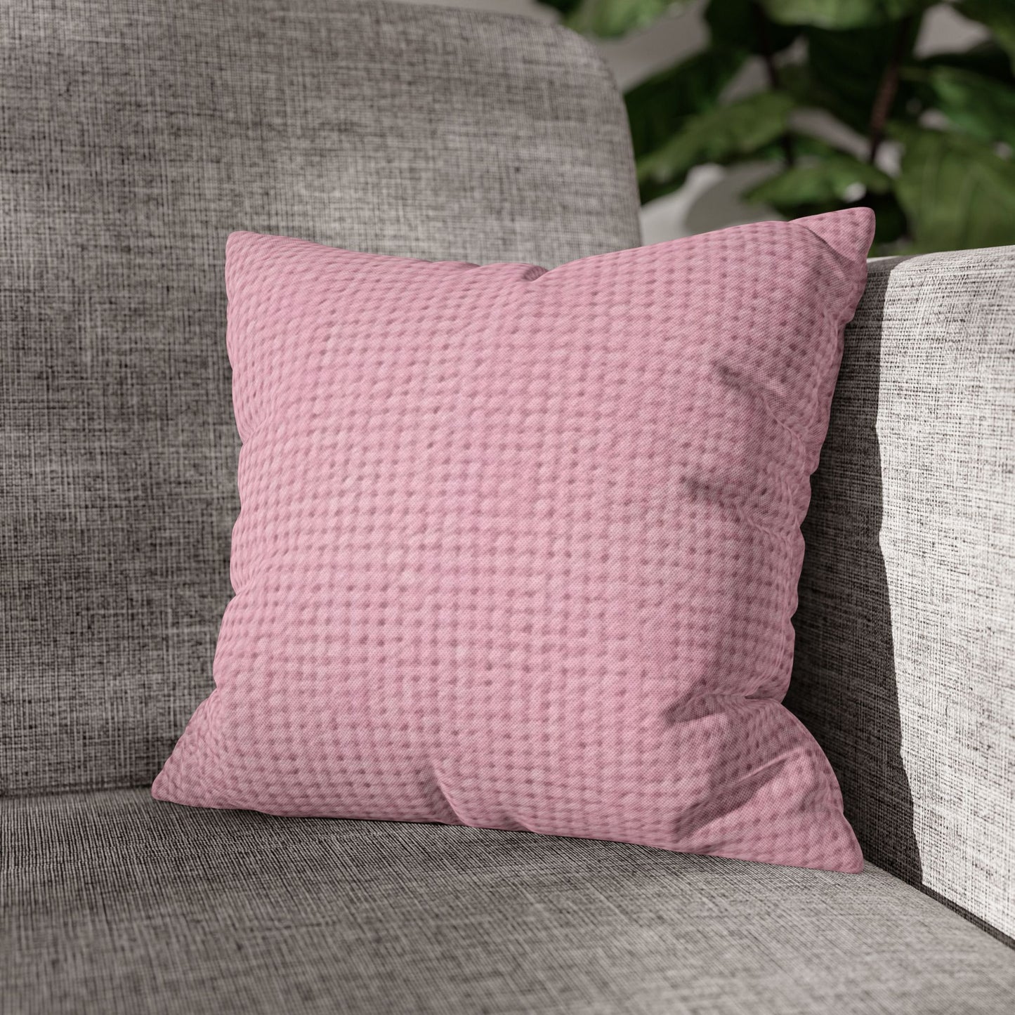 Blushing Garment Dye Pink: Denim-Inspired, Soft-Toned Fabric - Spun Polyester Square Pillow Case