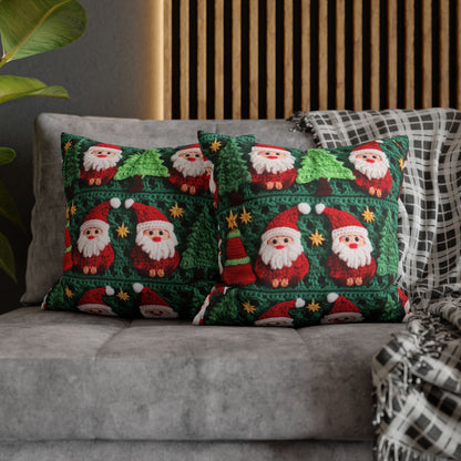 Santa Claus Crochet Pattern, Christmas Design, Festive Holiday Decor, Father Christmas Motif. Perfect for Yuletide Celebration - Spun Polyester Square Pillow Case