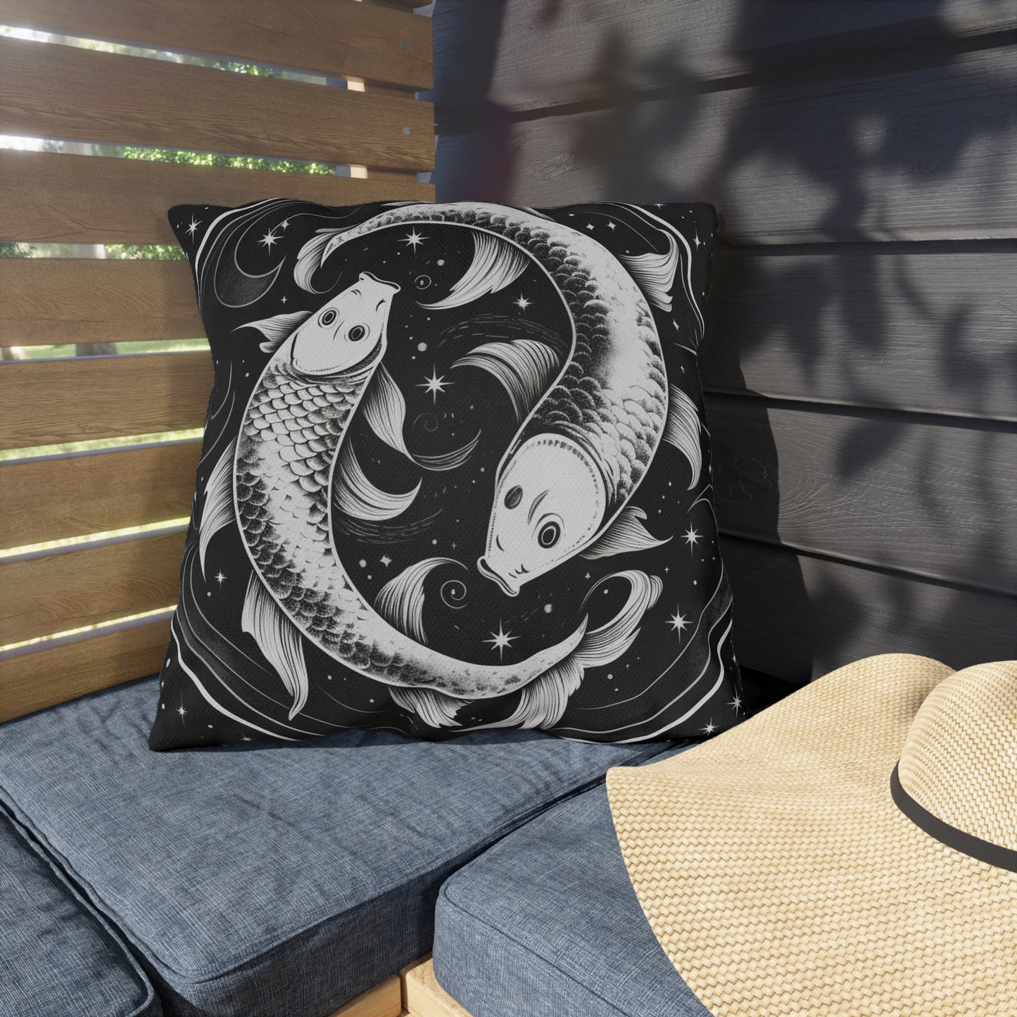 Pisces Zodiac UV-Resistant Outdoor Pillow, Water-Resistant, Spun Polyester