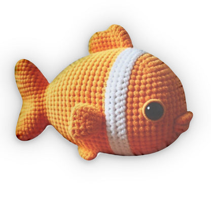 Crochet Goldfish Cracker Plush Shaped Pillow