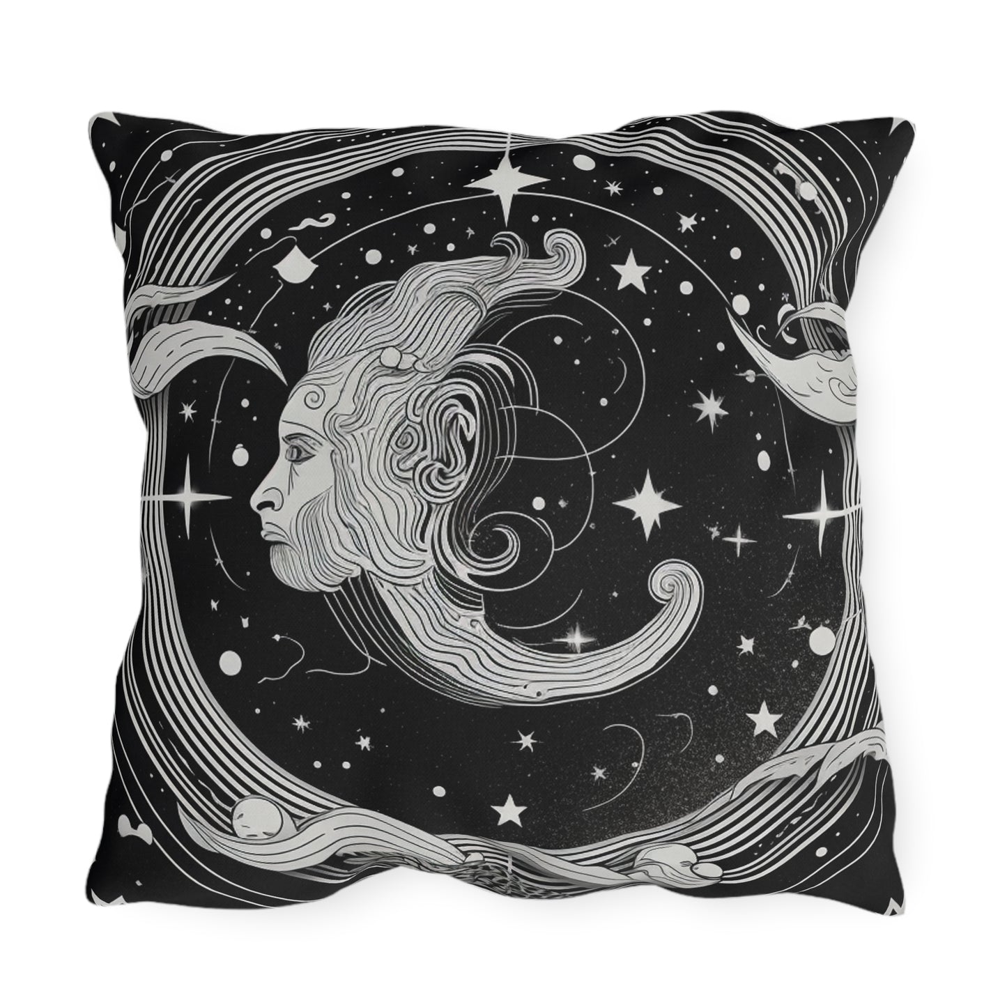 Aquarius Zodiac UV-Resistant Outdoor Pillow, Water-Resistant, Spun Polyester