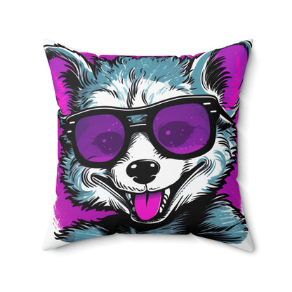 Cheerful Possum Animated Graphic Spun Polyester Square Pillow